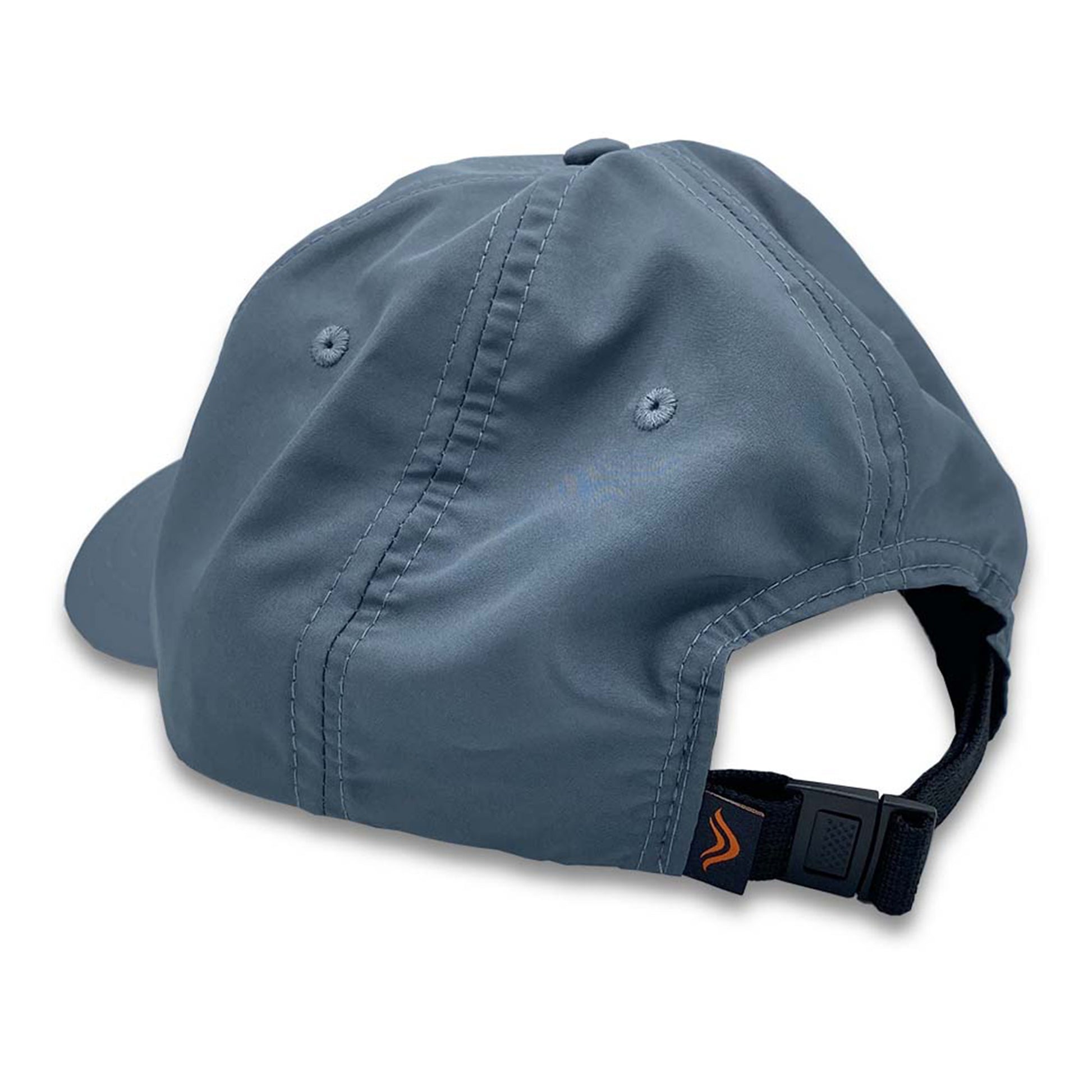 Slate blue cap with a black strap on a white background