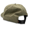 Olive cap with a black strap on a white background