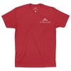 Red t-shirt with white 'Atollas' logo and text on a white background