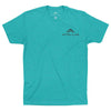 Teal t-shirt with black Atollas logo on a white background